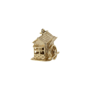 14K Yellow Gold Water Wheel Mill House Charm