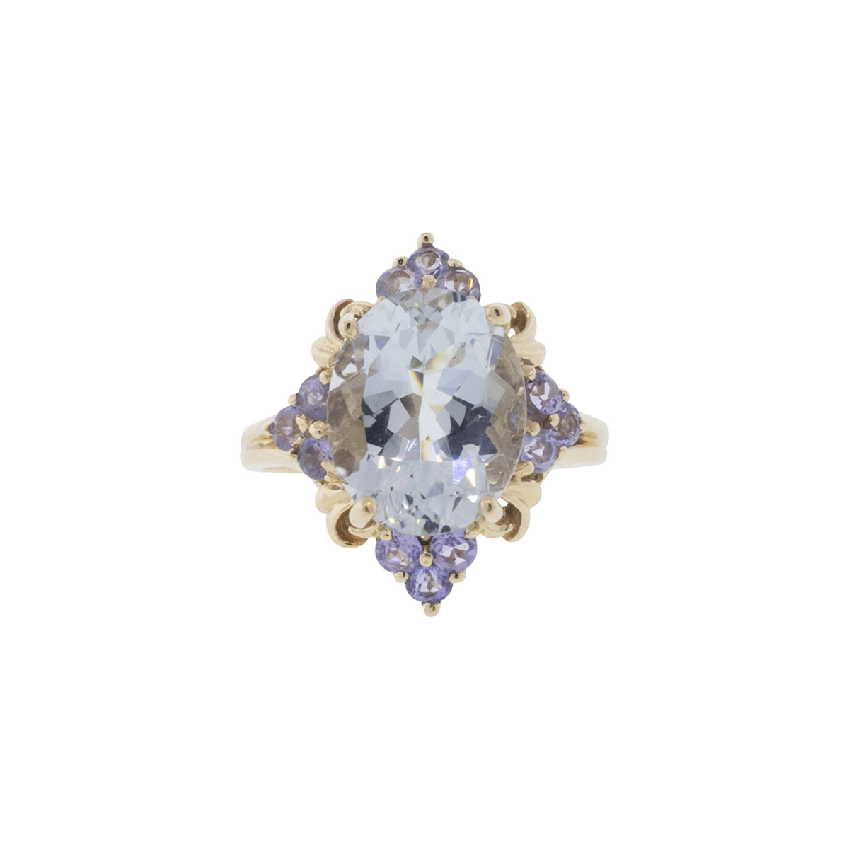 10K Yellow Gold Aquamarine & Tanzanite Ring