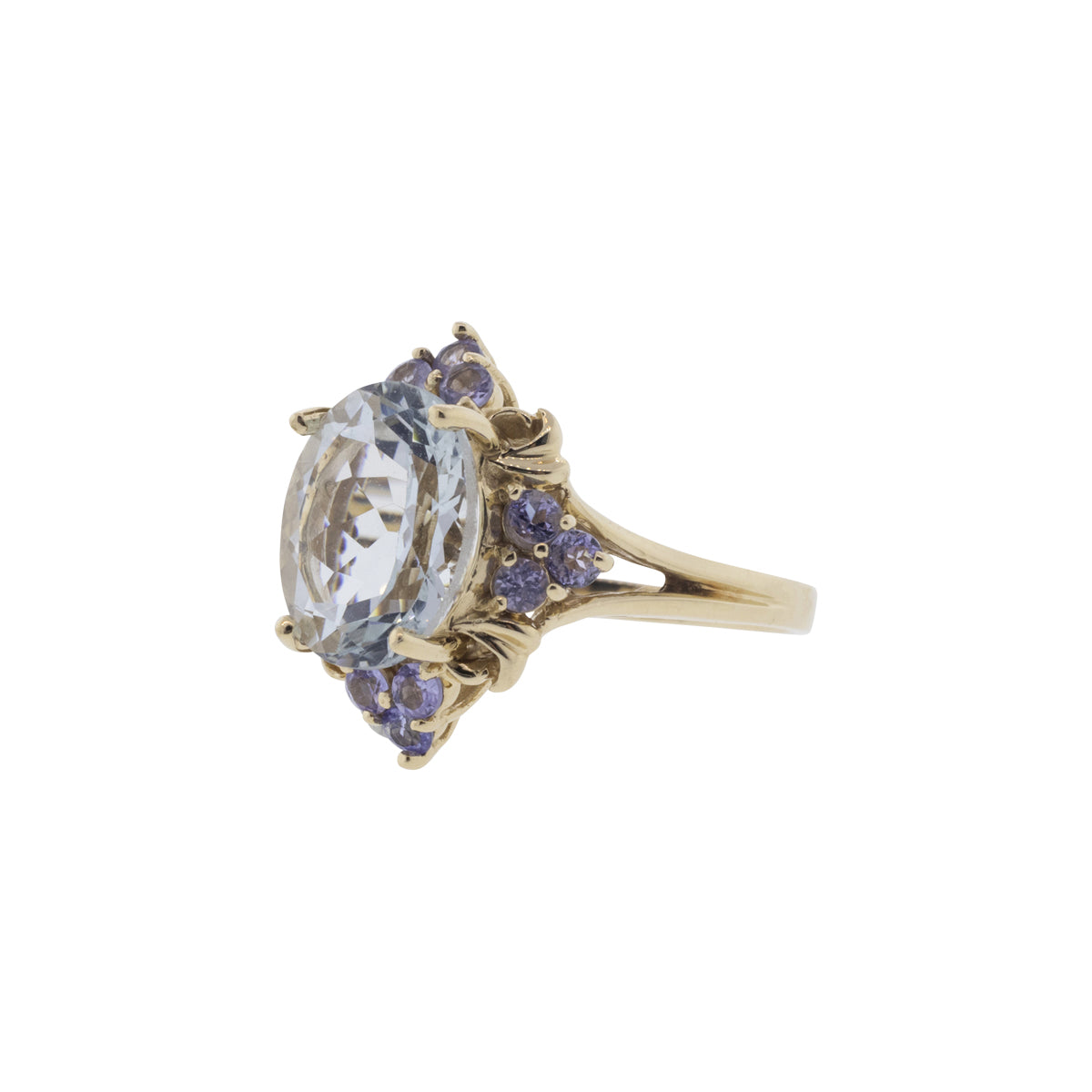 10K Yellow Gold Aquamarine & Tanzanite Ring