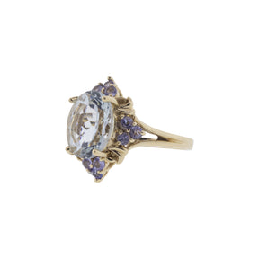 10K Yellow Gold Aquamarine & Tanzanite Ring