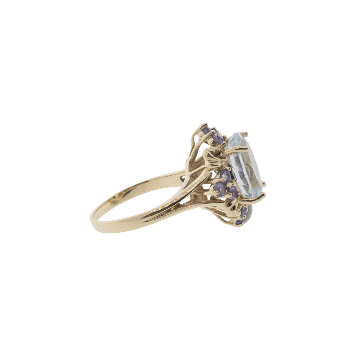 10K Yellow Gold Aquamarine & Tanzanite Ring