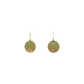 14K & 22K Yellow Gold Nephrite Jade Cabin Scene Earrings