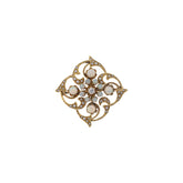 14K Yellow Gold Pearl, Opal, & Diamond Pendant / Brooch