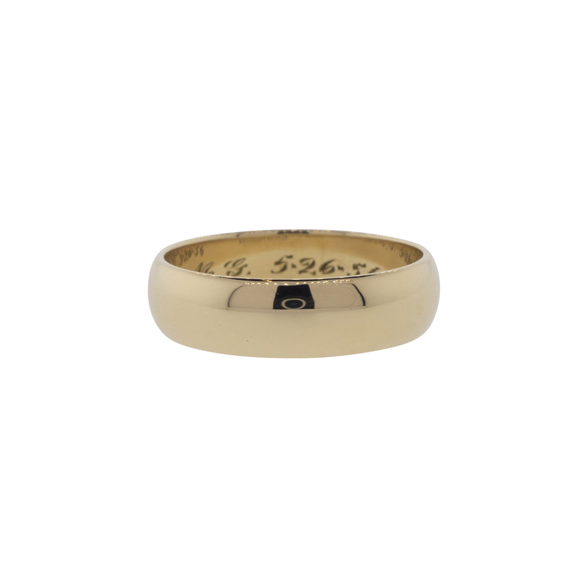 14K Yellow Gold Carved 6mm Half-Round Band