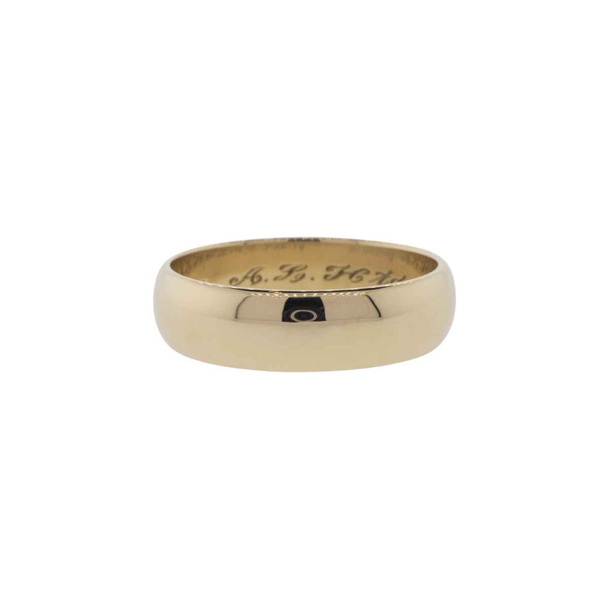 14K Yellow Gold Carved 6mm Half-Round Band