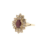 14K Yellow Gold Ruby & Diamond Cluster Ring