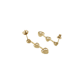 14K Yellow Gold Heart Dangle Stud Earrings