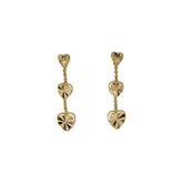 14K Yellow Gold Heart Dangle Stud Earrings