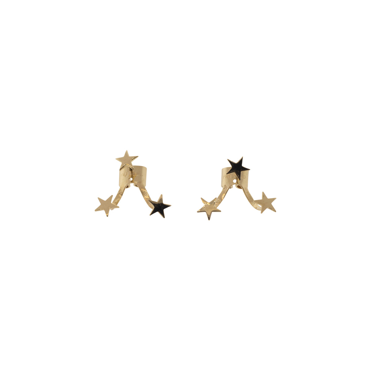 14K Yellow Gold Three Star Studs With Jackets