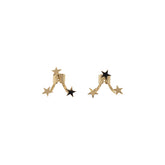 14K Yellow Gold Three Star Studs With Jackets