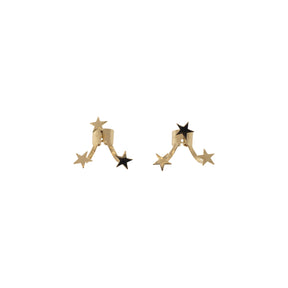 14K Yellow Gold Three Star Studs With Jackets