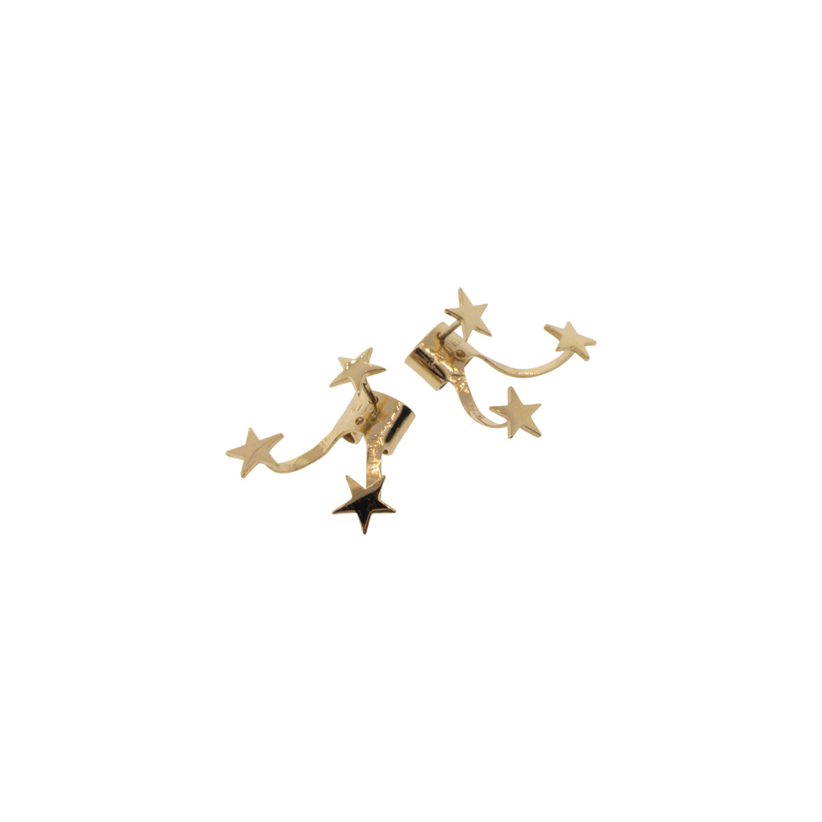 14K Yellow Gold Three Star Studs With Jackets