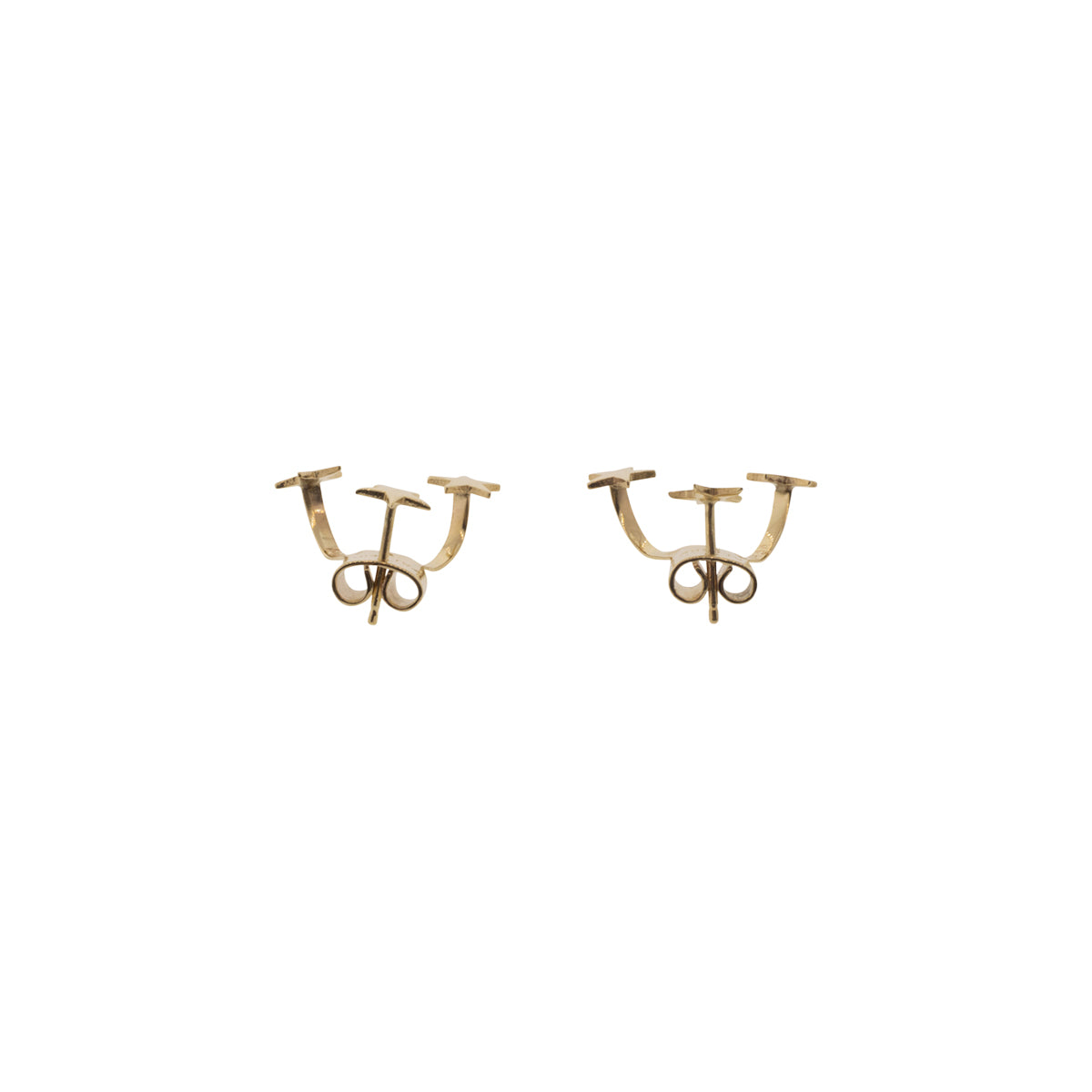 14K Yellow Gold Three Star Studs With Jackets