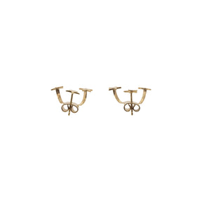 14K Yellow Gold Three Star Studs With Jackets