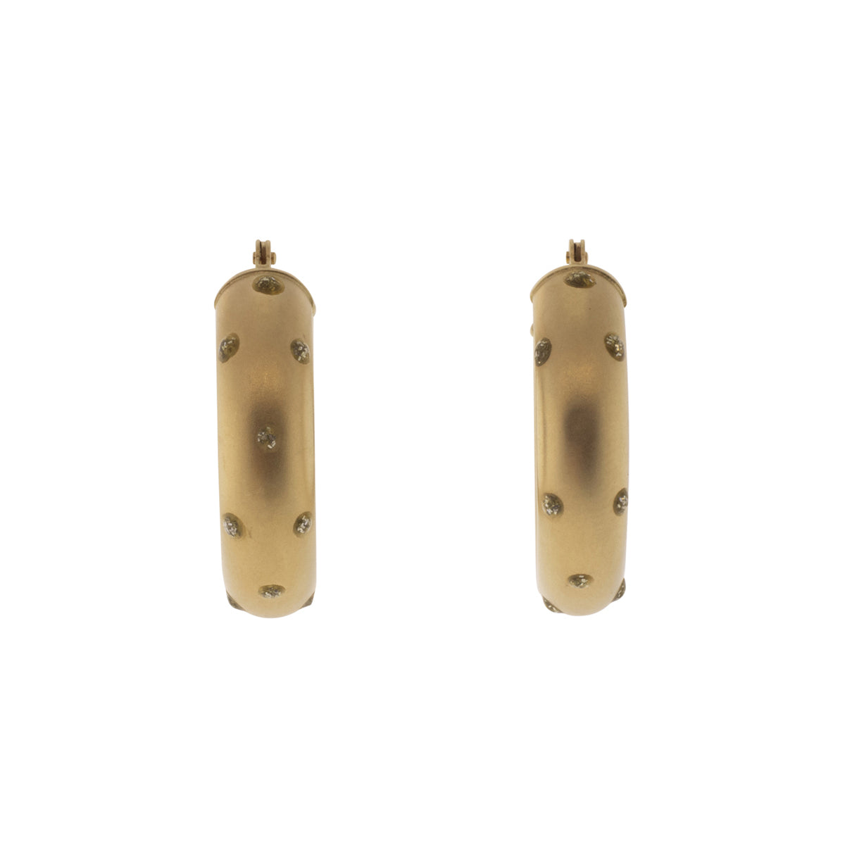 14K Yellow Gold Stippled Hollow Hoop Earrings
