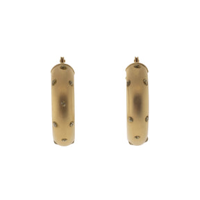 14K Yellow Gold Stippled Hollow Hoop Earrings