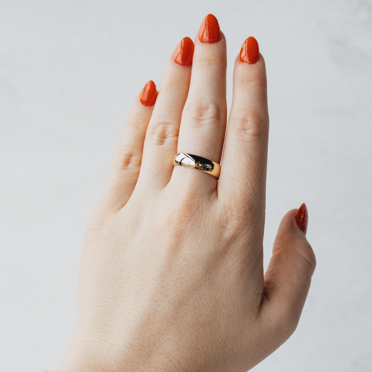 14K Yellow Gold Carved 6mm Half-Round Band