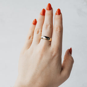 14K Yellow Gold Carved 6mm Half-Round Band