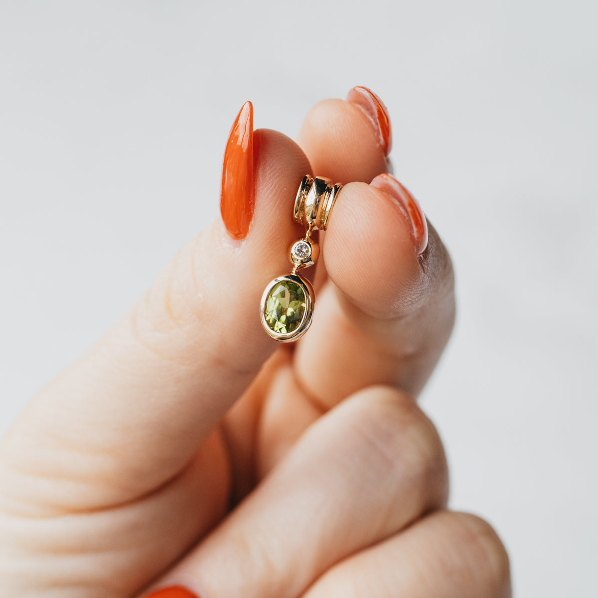 14K Yellow Gold Peridot & Diamond Pendant