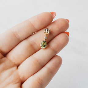 14K Yellow Gold Peridot & Diamond Pendant