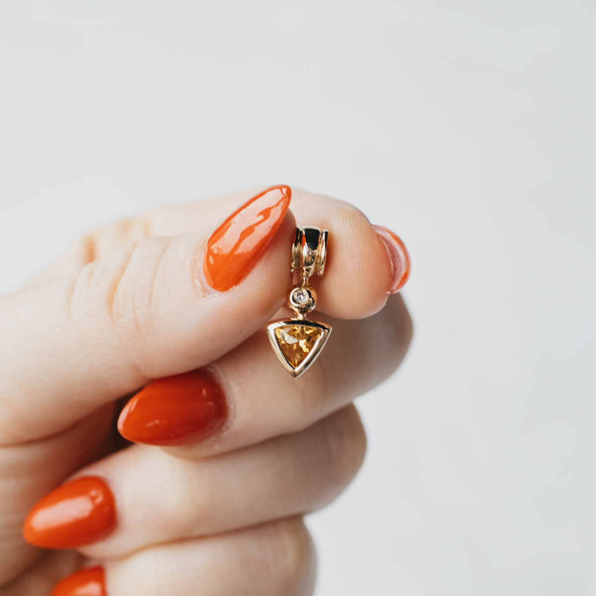 14K Yellow Gold Citrine & Diamond Pendant