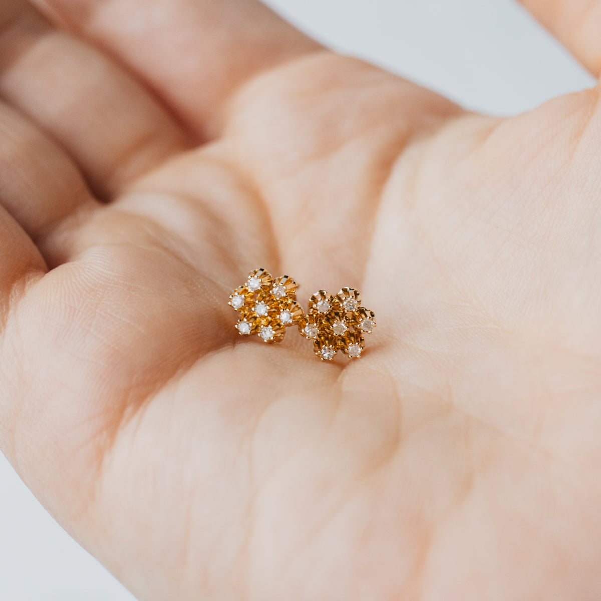 Single Cut Diamond Cluster Stud Earrings