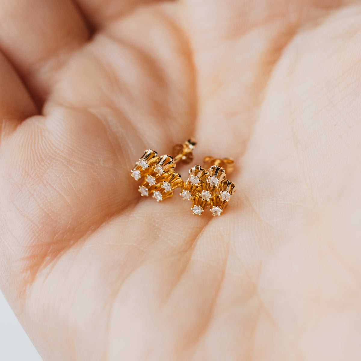 Single Cut Diamond Cluster Stud Earrings