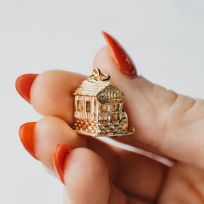 14K Yellow Gold Water Wheel Mill House Charm