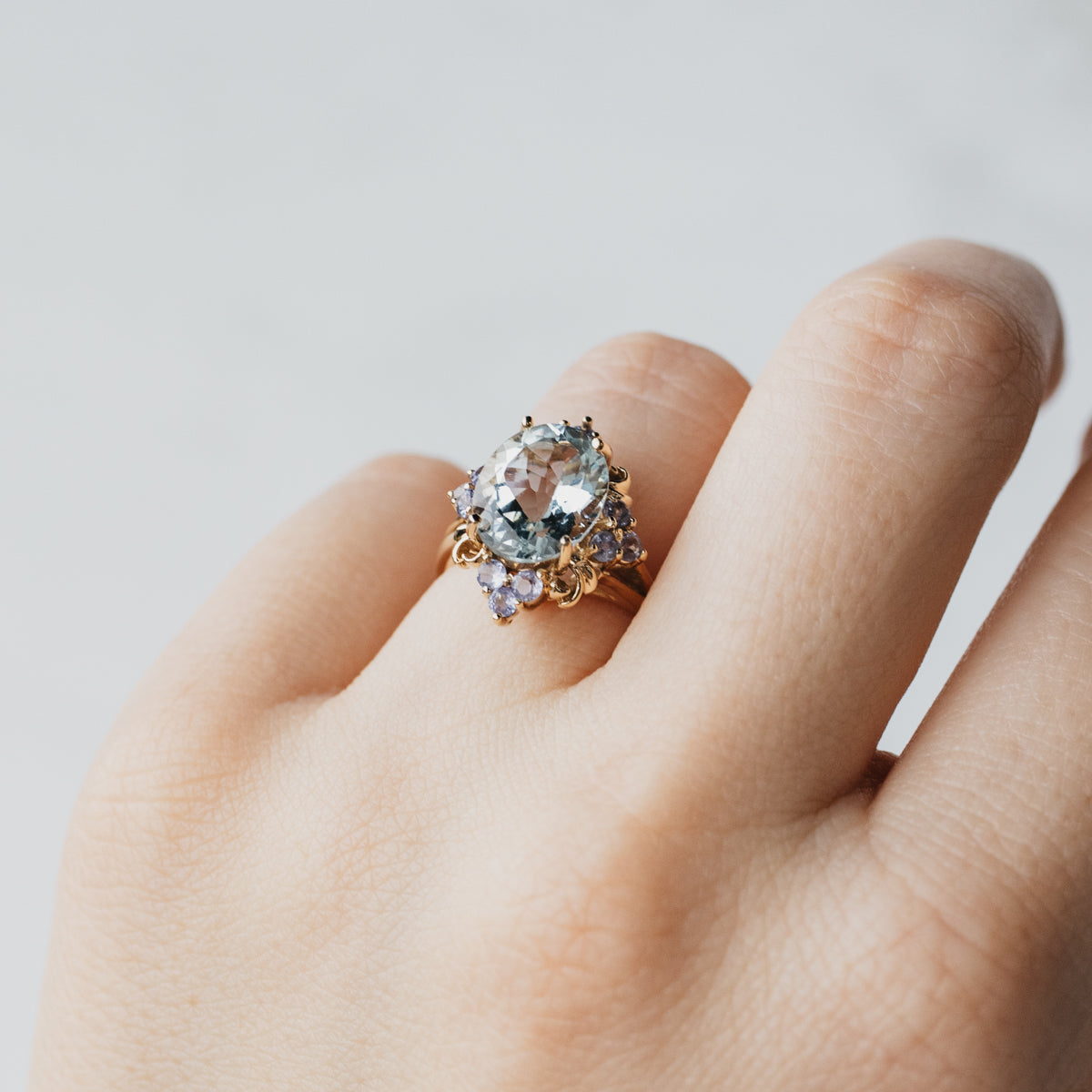 10K Yellow Gold Aquamarine & Tanzanite Ring