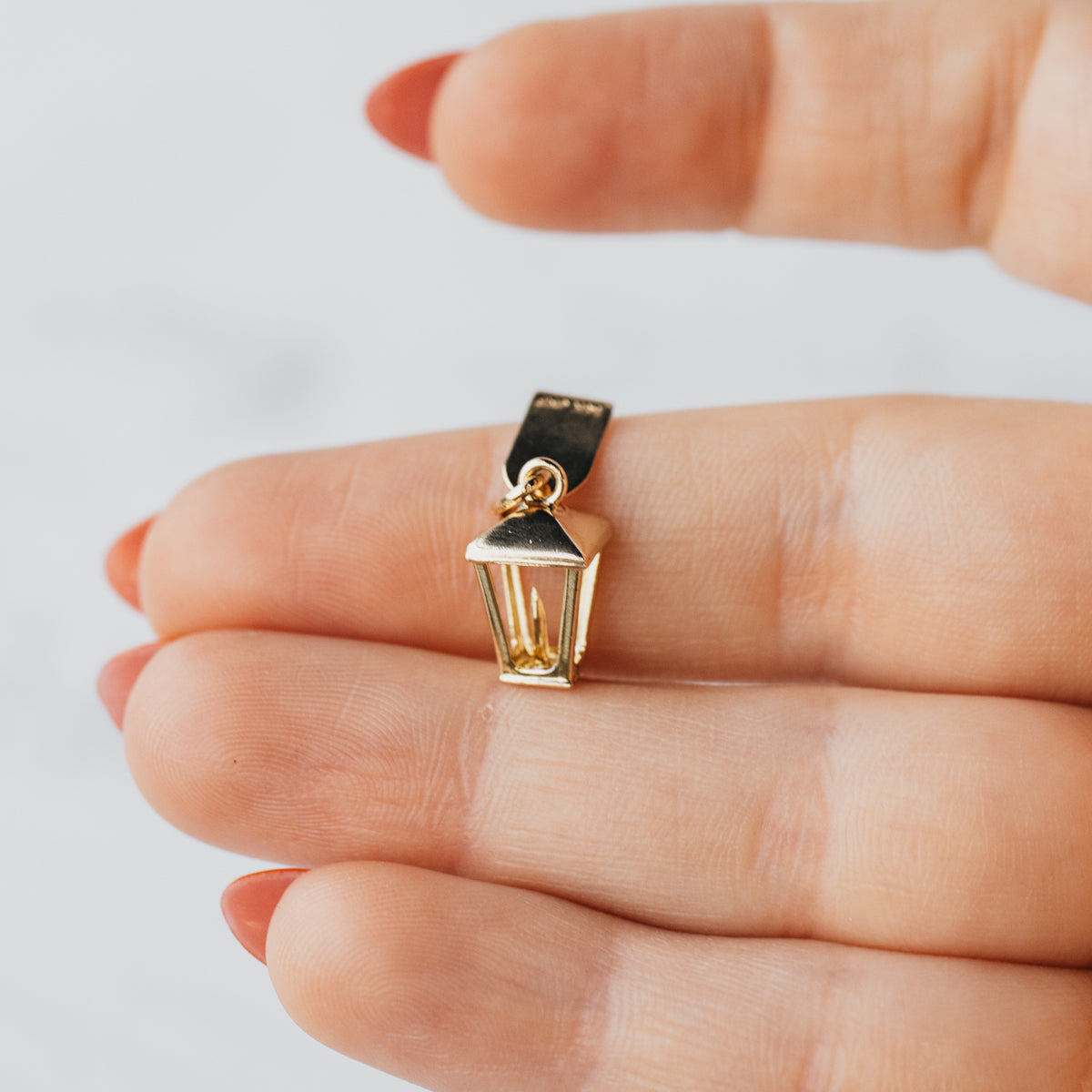 14K Yellow Gold Lantern Charm