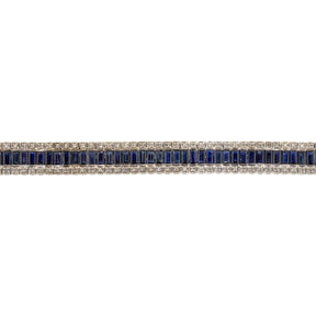 18K White Gold Baguette Blue Sapphire and Diamond Bracelet