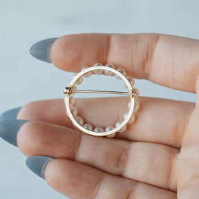 14K Yellow Gold Akoya Pearl Open Ring Brooch/Pin