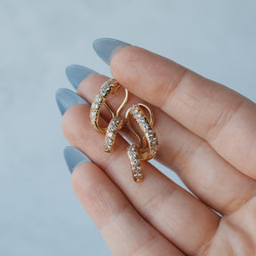 14K Yellow Gold Corkscrew Diamond Earrings