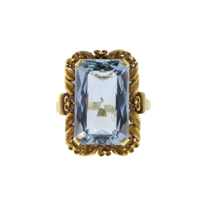 18K Yellow Gold 9.30ct Emerald-Cut Aquamarine Ring
