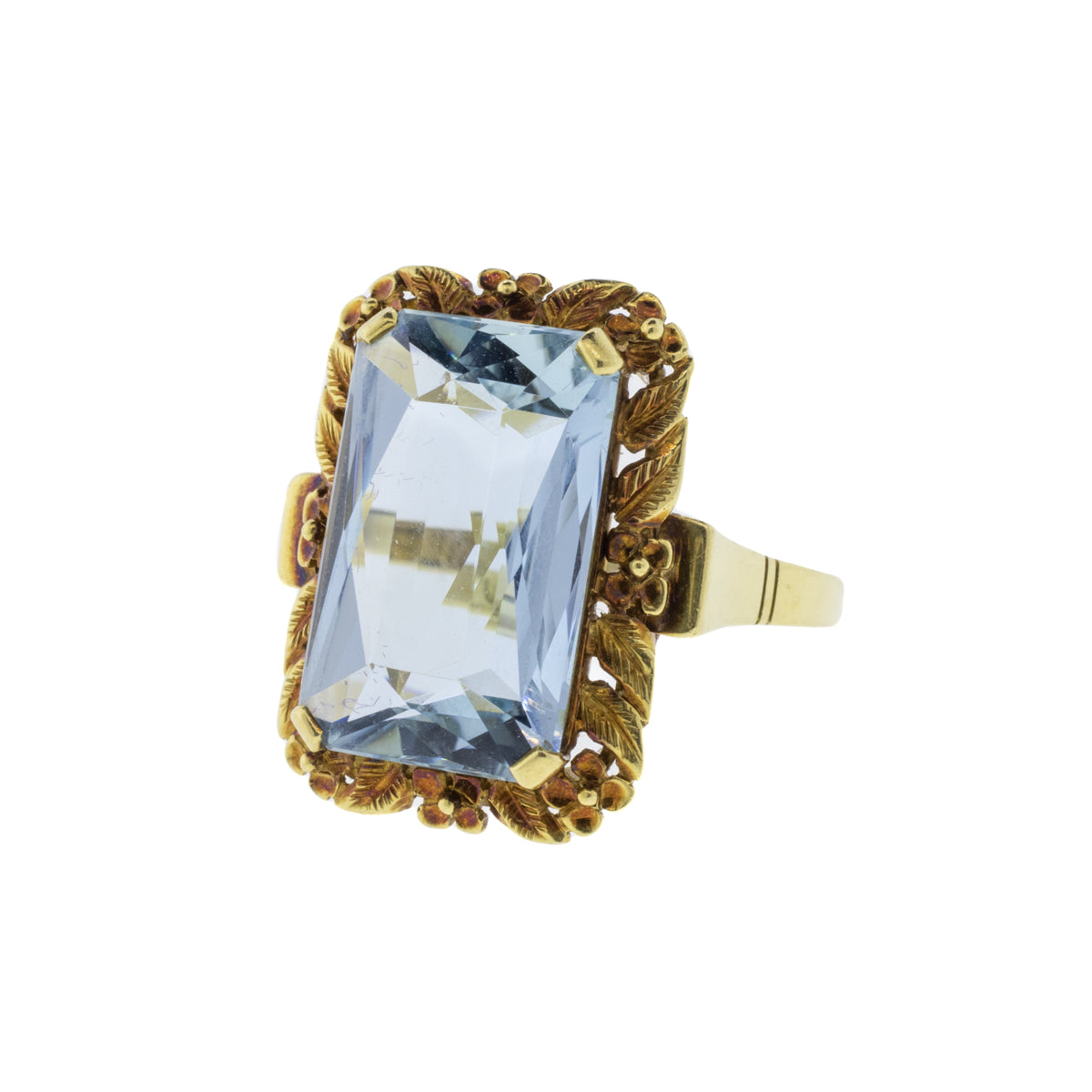 18K Yellow Gold 9.30ct Emerald-Cut Aquamarine Ring