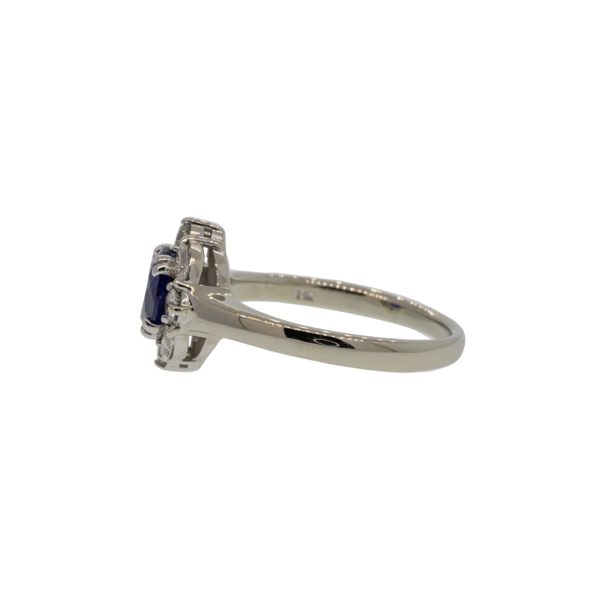Deep Blue Sapphire & Diamond Halo Ring