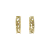 14K Yellow Gold Greek Key Hoop Earrings