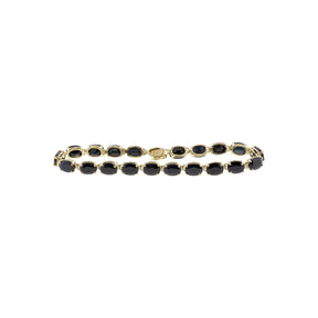 14K Yellow Gold Dark Blue Sapphire Tennis Bracelet