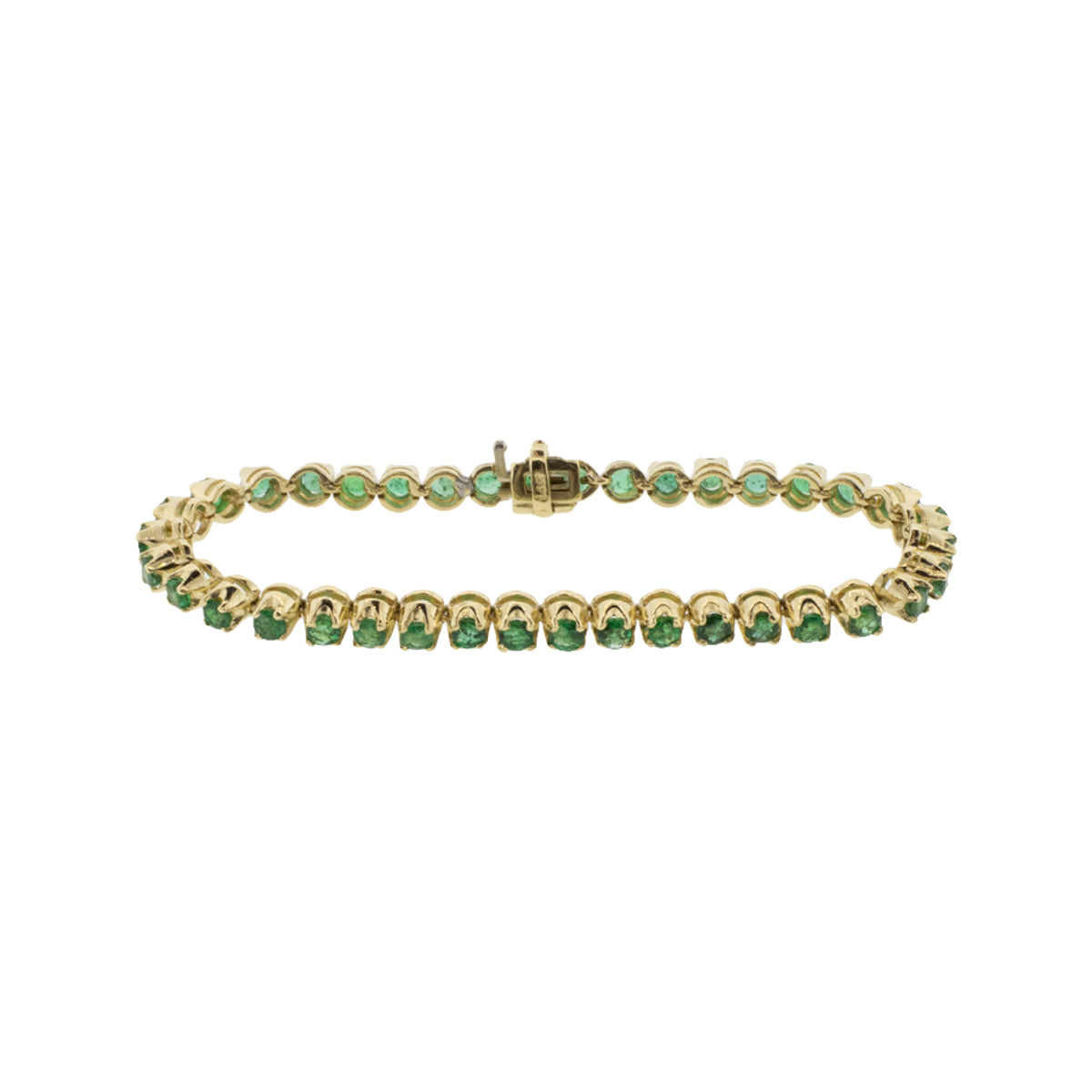 14K Yellow Gold Natural Emerald Tennis Bracelet