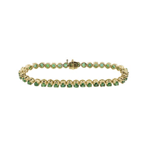 14K Yellow Gold Natural Emerald Tennis Bracelet