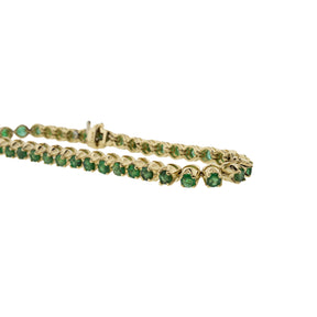 14K Yellow Gold Natural Emerald Tennis Bracelet