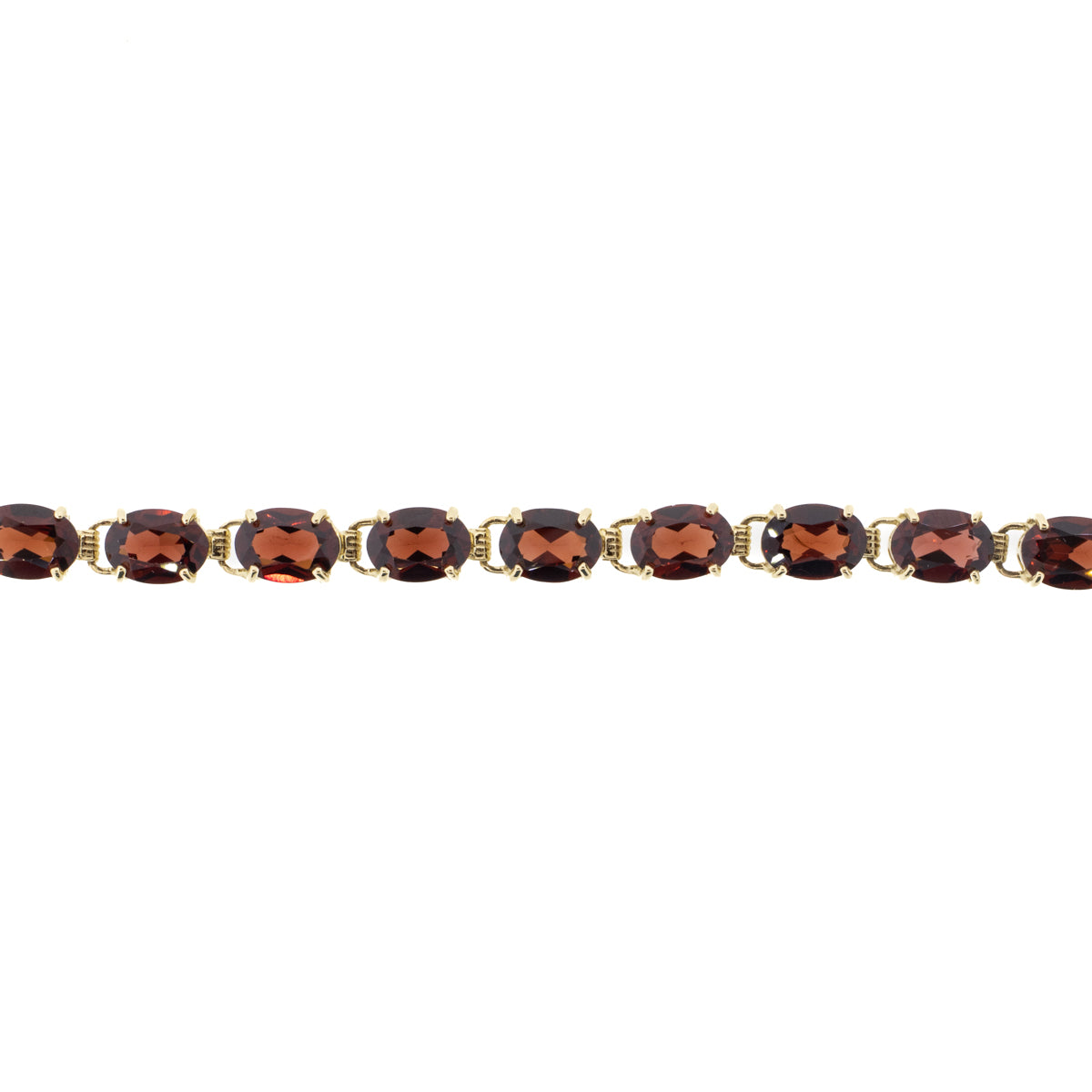 14K Yellow Gold Natural Oval Ruby Line Bracelet