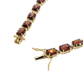 14K Yellow Gold Natural Oval Ruby Line Bracelet