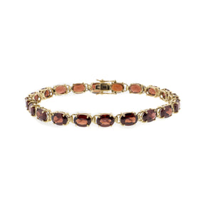 14K Yellow Gold Natural Oval Ruby Line Bracelet