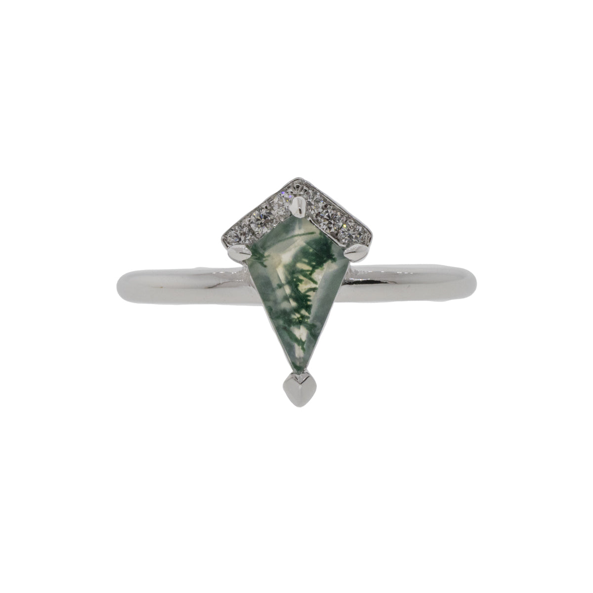 Kite Moss Agate and Diamond White Gold Ring