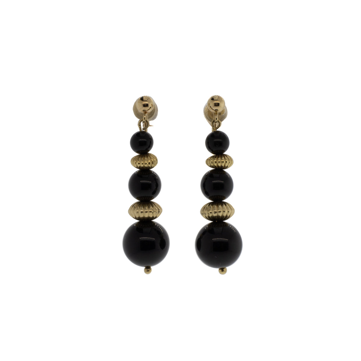Onyx and Gold Bead Earrings