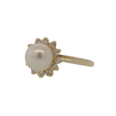 Fresh Water Cultured Pearl and Diamond Halo Ring