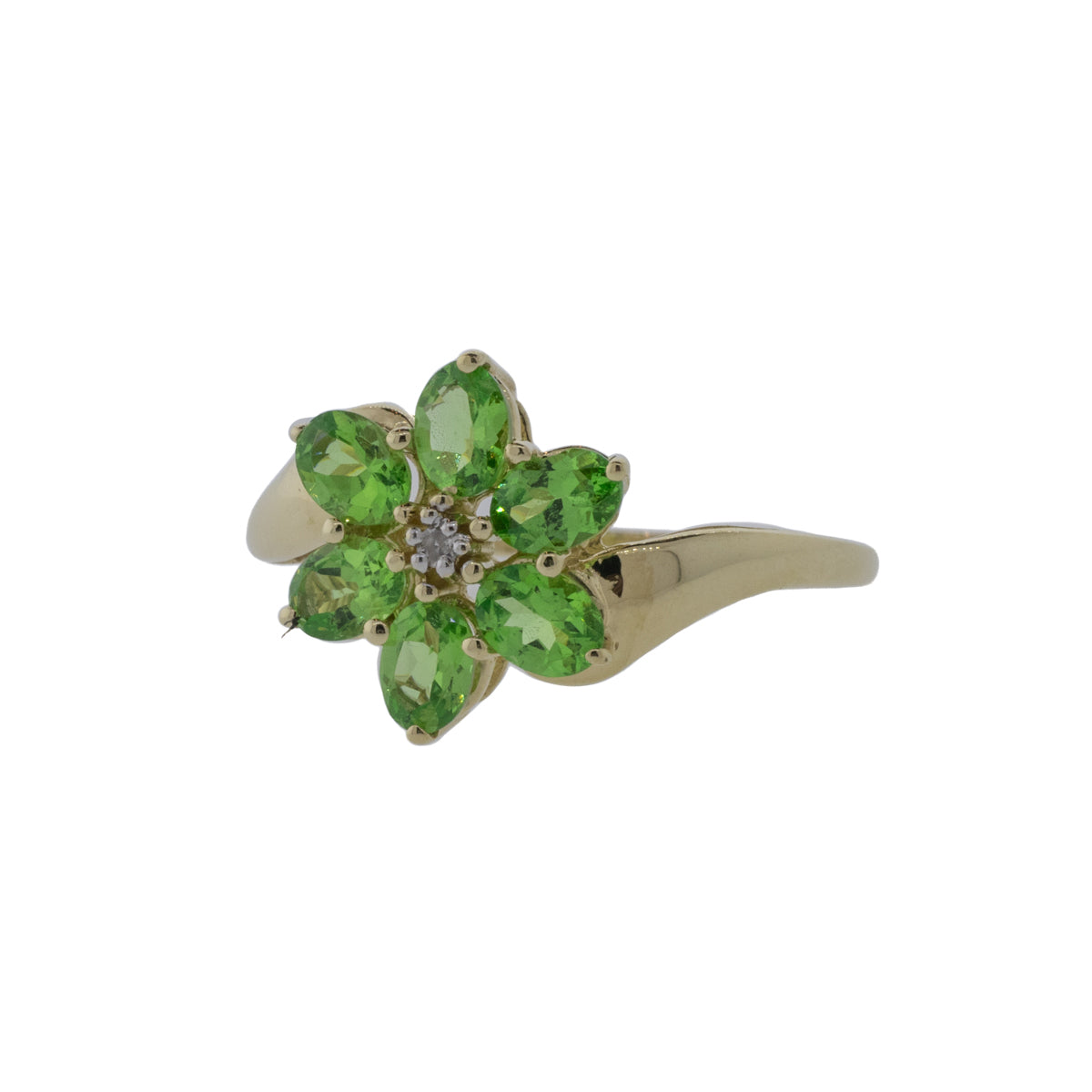 Tsavorite Garnet and Diamond Flower Ring