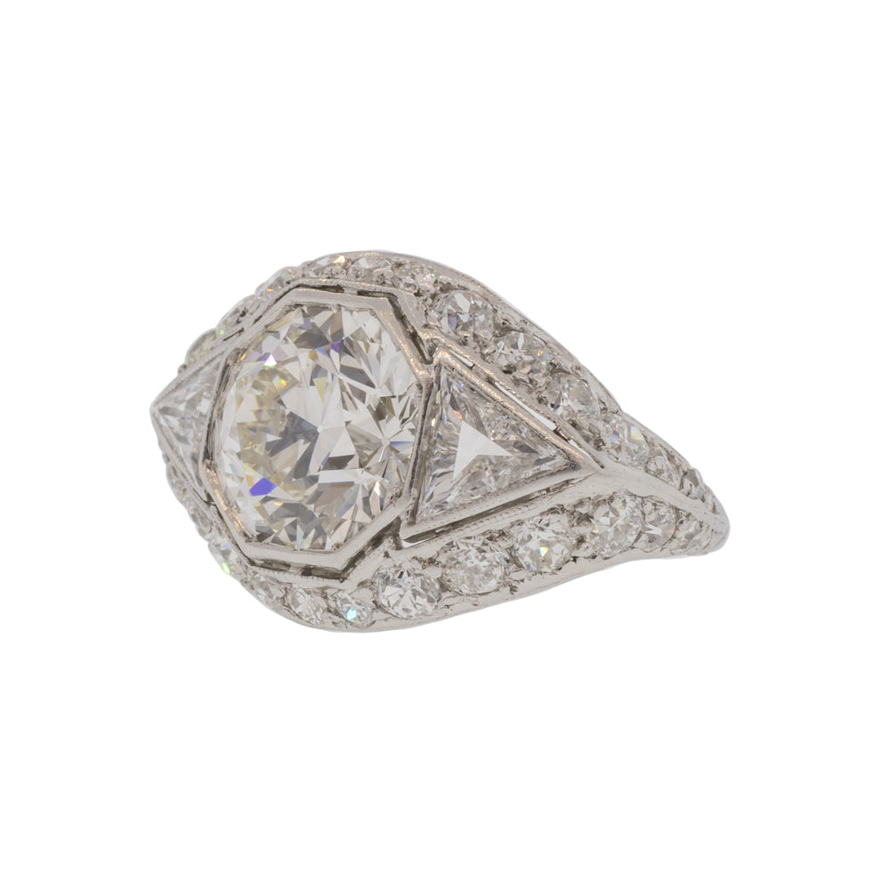 3.65ct Old European Cut Diamond Antique Platinum Ring