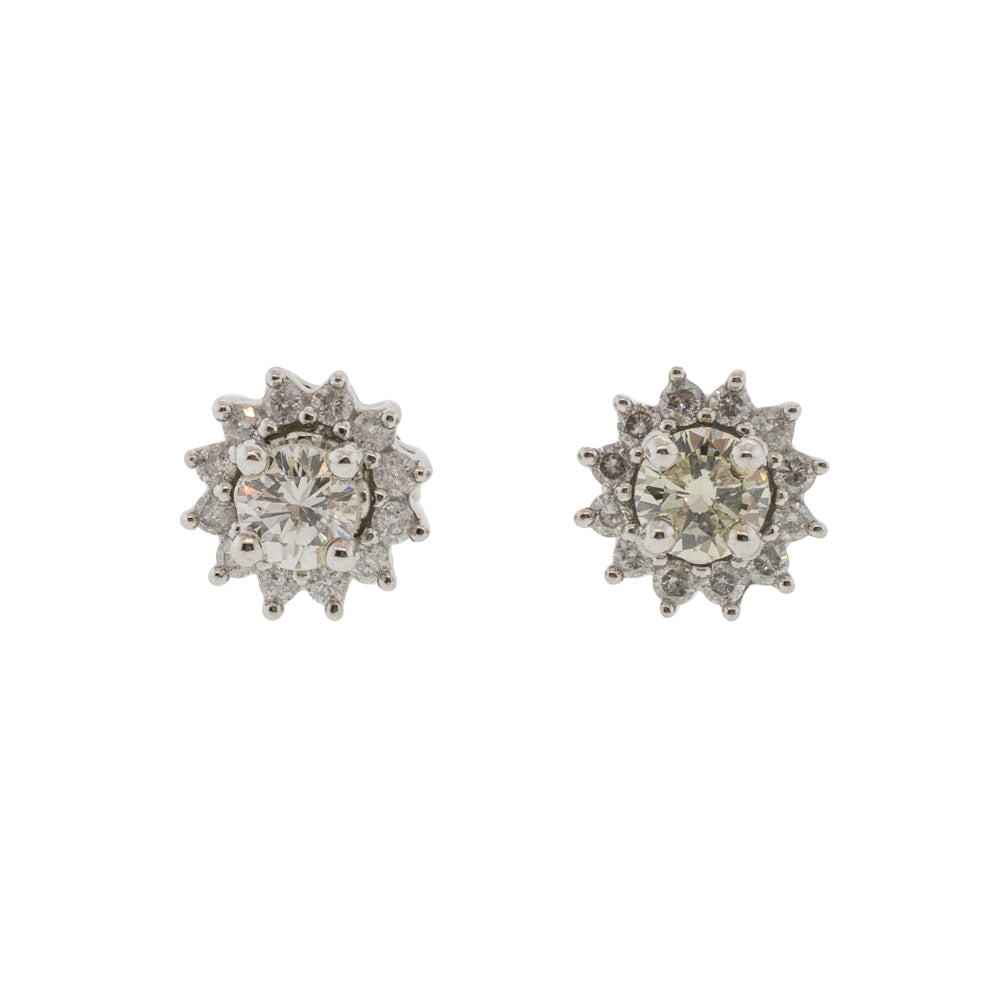 Diamond Solitaire Studs With Halo Jackets